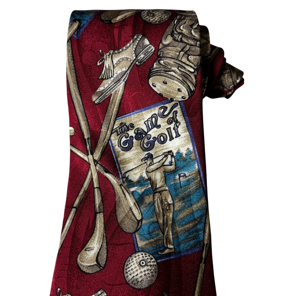 Arnold Palmer Mens Golf Silk Tie Red Game of Golf Novelty Accessory RN 35130 - Picture 4 of 6